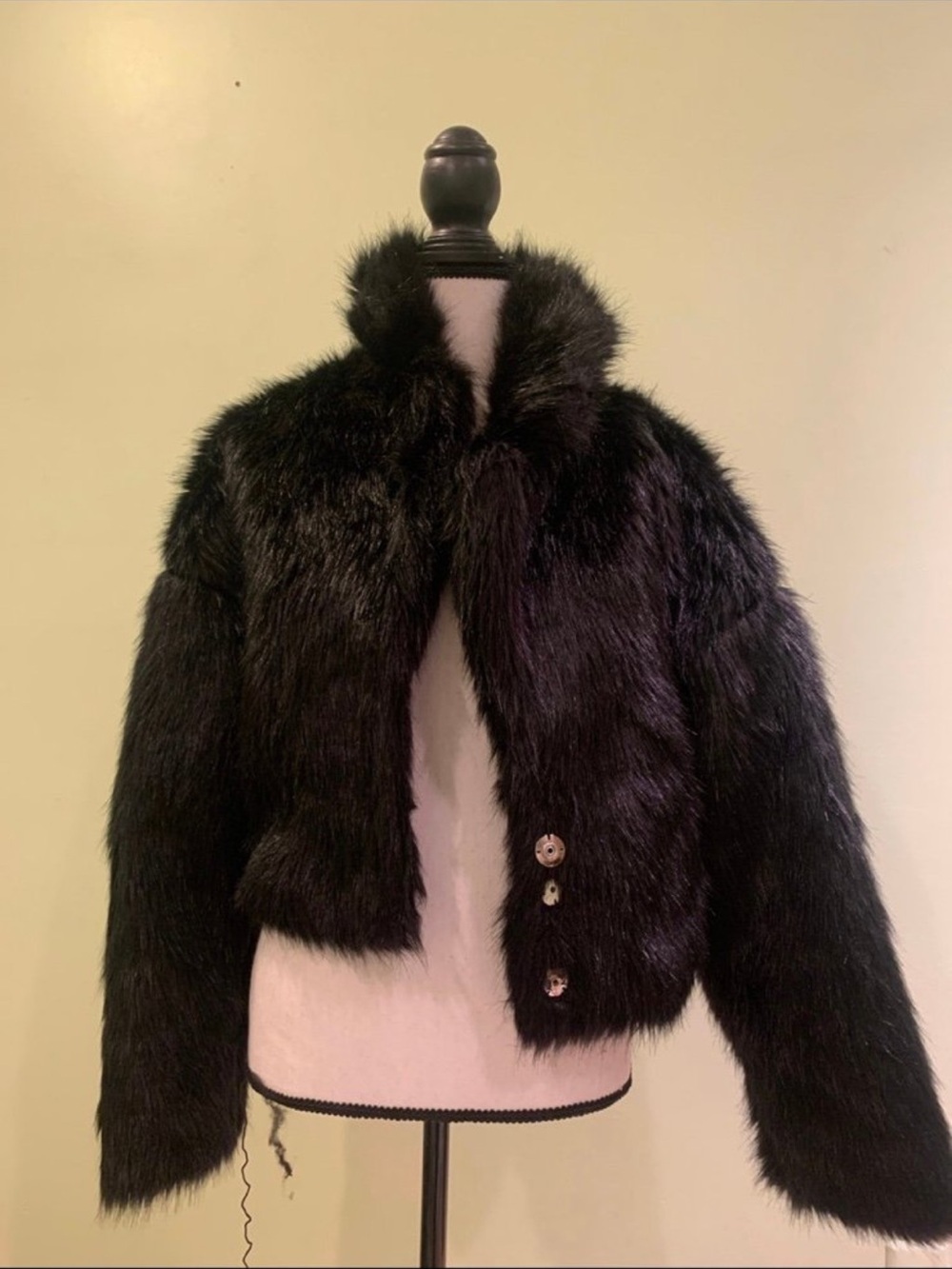 Nasty Gal Black Faux Fur Cropped Jacket
